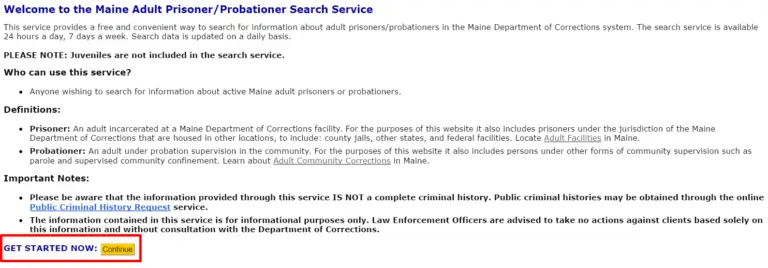 Maine Department of Corrections (DOC) Website