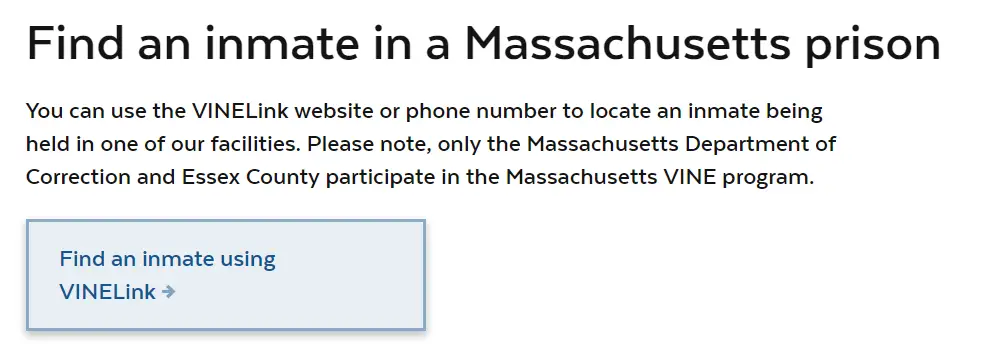 Massachusetts Department of Corrections (DOC) Website