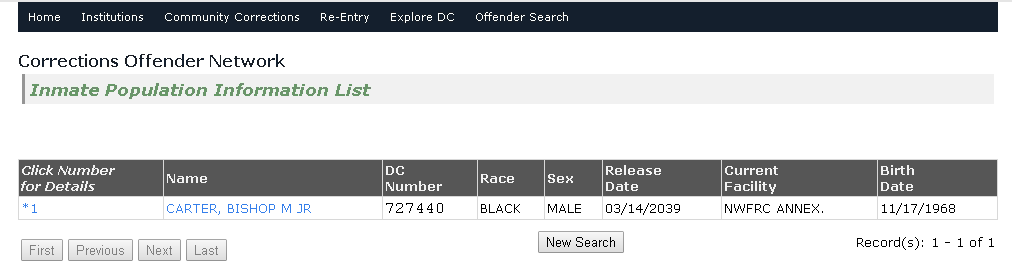 Florida Department of Corrections (DOC) Website