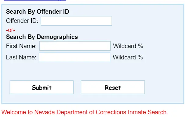 Nevada Department of Corrections (DOC) Website
